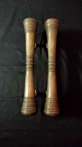 Gagang Pintu Rumah Kuningan Kunci Motif Godo Ukir Antik 50 cm 2 pcs