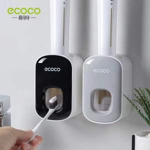 LODER ECOCO Household Toothpaste Dispenser Bathroom Accessory Set Toothbrush Holder Wall Mount Bracket Bathroom Accessories