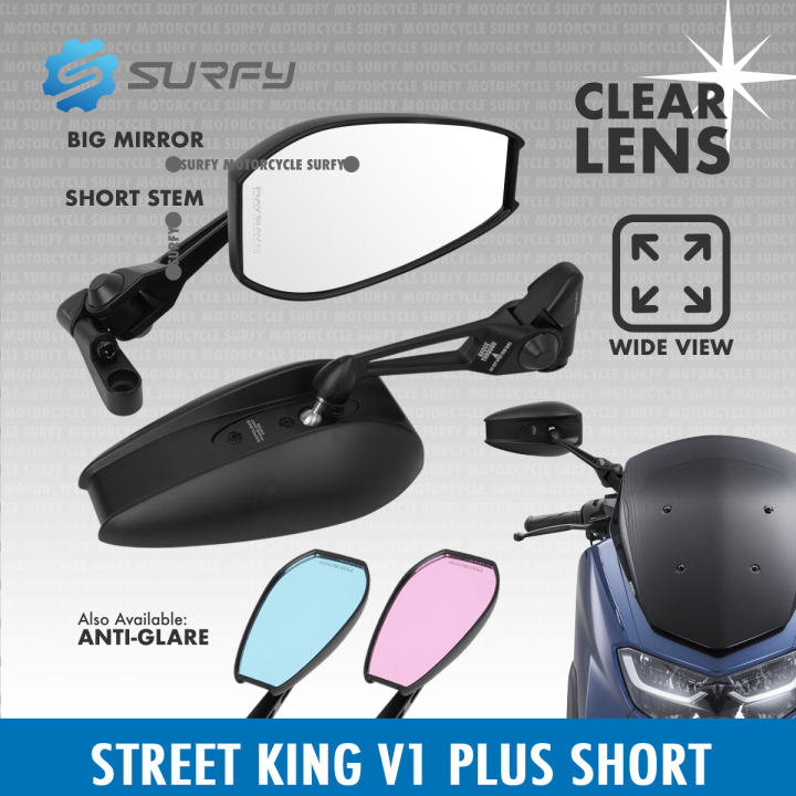 Street King Side Mirror v1 Short Stem Big Mirror 9*15cm CNC Metal Fully