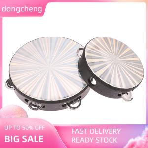 dongcheng 6 8 10 Inch Wooden Radiant Tambourine Handbell Hand Drum With Double Row Jingle Musical Educational Instrument