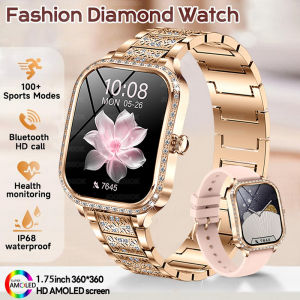 Fashion Women Diamond Watch 1.75 inch 360*360 HD Display Heart Rate Blood Oxygen Monitoring Bluetooth Call Smartwatch 2026 New