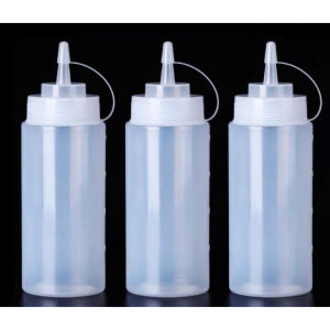 Plastic Squeeze Bottle Sauce- Squeeze Squirt Bottle Syrup l Salad Container Food Dispenser