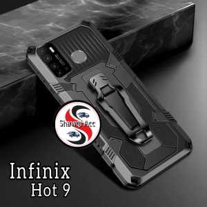 Case Infinix Hot 9 Casing Armor Belt Clip Kick Standing Cover Hardcase Robot