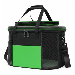 Pet Carrier Bag with Mesh Sides and Blue Panel for Ventilation and Visibility