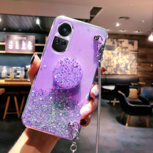 Phone Case OPPO Reno10 5G Reno10pro Sequins Design Transparent soft silicone Casing OPPO Reno 10 Pro 5G Phone Cover with Long Sling
