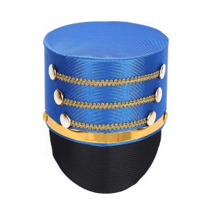 JPTD Hat-nutcrackers Marching Band Hat Gold Trim Strips Cosplay Show Soldier Top Cap Masquerade Photography Drum Major Master Hats Halloween