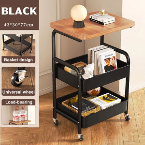 JAERSENT Trolley Shelves Household Movable Snack Trolleys Bedroom Bedside Side Table Kitchen Storage Rack44cm x 30cm x 77cm