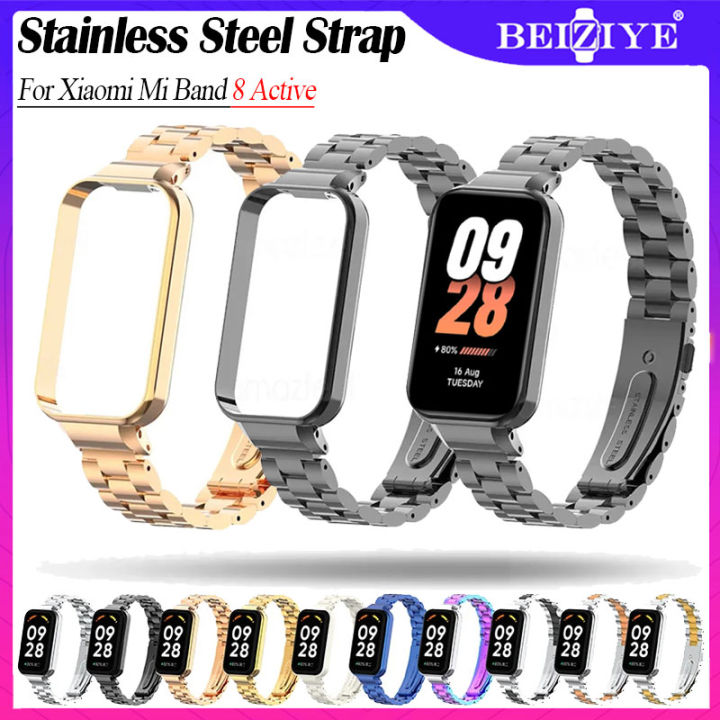 Dây đeo cho Xiaomi Mi Band 8 Active vòng đeo tay bằng thép không gỉ cho Xiaomi Band 8 Active đồng hồ thông minh phụ kiện thay thế cho đồng hồ đeo tay