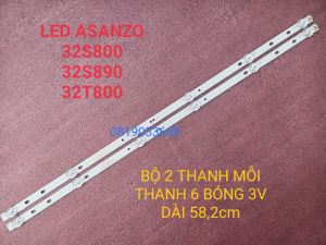 THANH LED TIVI ASANZO 32S800 32T800 32S890 JL.D32061330-083AS-M HÀNG ZIN HÃNG MỚI 100% BỘ 2 THANH MỖI THANH 6 BÓNG 3V DÀI 582cm