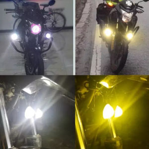 Yimix Dual Color Motorcycle LED Mini Driving Light 20W Waterproof Projector Lens Foglight White Amber Spot Lamp Pair