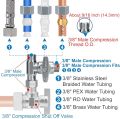 Brass Angle Stop Add-A-Tee Valve for TOTO Washlet Bidet and Handheld Sprayer, 3/8 Inch Compression Shut Off 3 Way Diverter Connector, 3/8"x3/8"x3/8" or 1/2" Toilet T Adapter. 