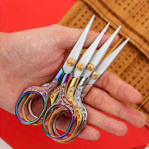 Vintage-Inspired Stainless Steel Sewing Scissors Set - Sharp Blades for Fabric Thread & Embroidery - Ideal for Sewing and Office Use
