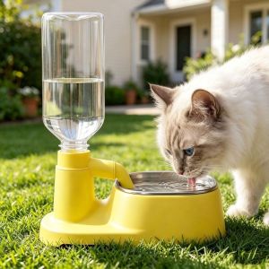 HIV00 Anti-Wet Mouth Gravity Cat Water Dispenser Gravity Refill Prevent Black Chin Cat Auto Water Bowl Detachable Leak Proof Pet Water Station Household