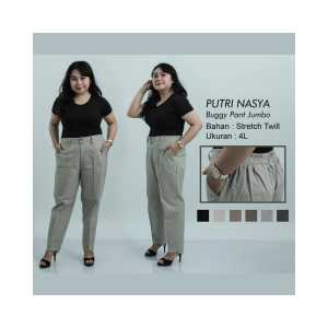 Putri Nasya Celana Baggy Pant Super Jumbo / Celana Kantor Kerja OverSize / Celana Wanita Bahan Formal Cream Capucino Moca Hitam Abu Navy Army / Celana Super BigSize / Celana Bahan Katun