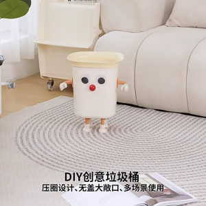 Funny Big Eye Trash Can with Feet Garbage Bin Home Office Rubbish Bin Bathroom Garbage Waste Bucket Kitchen Dustbin