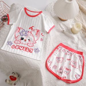 ใหม่ ชุดแฟชั่นเด็กหญิง ลายการ์ตูยอดฮิต เนื้อผ้านิ่ม ระบายอากาศได้ดี สินค้าพร้อมจัดส่งจากไทย