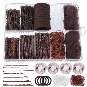 570Pcs Black Bobby Pins for Women 2 & 2.4In Hair Pins Kit with Hair Nets 2 Styles U-shaped and Straight Metal Hairpins Bulk for Wedding Bridal Styling Updos Buns Clips Hair Accessories Storage