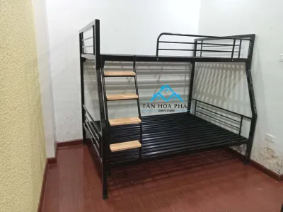 Giường 2 tầng sắt hộp vuông 4X4 nhiều kích thước màu đen Nội Thất Tân Hòa Phát