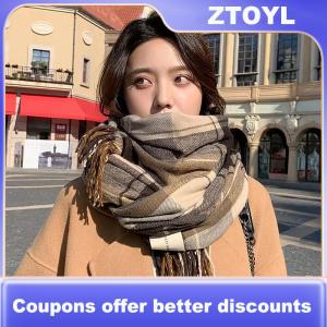 【ZTOYL】 แฟชั่นใหม่ผ้าพันคอลายสก็อตสำหรับฤดูหนาวผ้าแคชเมียร์เทียมแบบคลาสสิกสำหรับผู้หญิงฤดูใบไม้ร่วงและฤดูหนาว