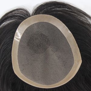 60 NET NPU Side100% Human Hair MONO TOP  Mens Toupee Fashion And Handsome Style Hair Piece Breathable Net Hair Replacement Natural Color  Short Hair Wig For Men