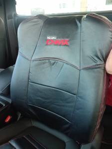 หุ้มเบาะรถยนต์แบบสวมทับ คู่หน้า ลาย D-MAX ปี 2020 สีดำด้ายแดง BL-SEW-BL (LINE 3 ) เบาะหน้า และ เบาะหน้า+หลัง4ประตู ครบชุด