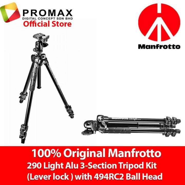 Manfrotto MK290LTA3-BH 290 Light Aluminum Tripod lever lock with