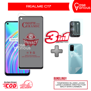 Tempered Glass Realme C17 Anti Gores Spy Matte Privacy Free Camera Lesn dan Skin Carbon