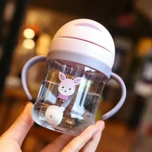 250ML Baby Feeding Bottle Children Sippy Cup Silicone Leakproof Drinking Water Cups Cartoon Infant Straw Handle Drinkware2026