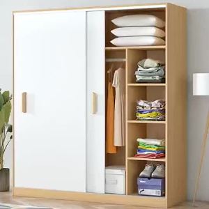 LZ-Wardrobe sliding door solid wood panel simple storage cabinet lockers childrens wardrobe household bedroom furniture supplementary order needed