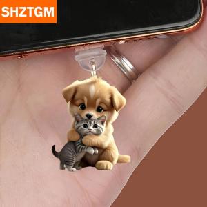 [COD] SHZTGM ปลั๊กอะคริลิคกันฝุ่นโทรศัพท์รูปสัตว์น่ารักๆอุปกรณ์เสริมป้องกันฝุ่นสำหรับพอร์ตชาร์จโทรศัพท์ iPhone Type-C