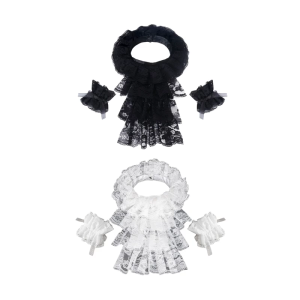 Victoria COLONIAL jabot diềm Xếp Nếp tầng ren đai cổ có thể tháo rời và False còng đặt renaissances trang phục dự tiệc Halloween
