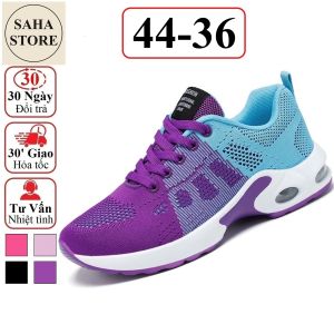 Giày thể thao nữ size lớn 44 43 42 41 SAHA250 chất vải thoáng mát đệm khí êm chân màu đen hồng tím sneaker bigsize