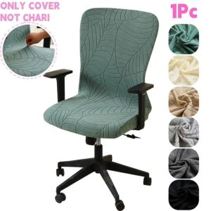 OKDEALS01 Leaves Pattern Rotating Computer Chair Cover Stretch Elastic Jacquard Fabric Armchair Cover Washable Anti-Dirty Seat Protector Home Office