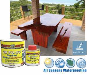 1L ( 1 LITER ) 2K PU-UV CLEAR COAT WATERPROOF & ANTI-SCRATCH ( HEAVY DUTY ) FOR WOOD / STONE / STEEL / FLOOR / TILES