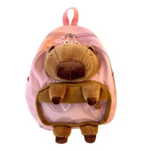 COLOO Large Capacity Capybara Plush Backpack Korean Style Storage Bag Cartoon Plush Animal School Bag Portable Stuffed Doll Capybara Shoulder Bag Female/Lady/Girl
