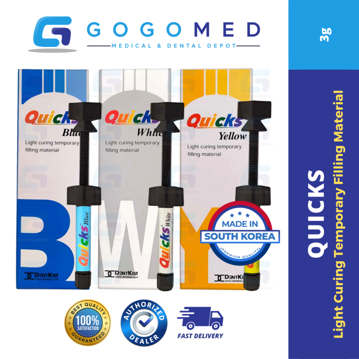 Quicks - 1 Tube/3 Tubes - Light Curing Temporary Filling Material ...