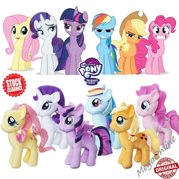 Original Hasbro 33cm My Little Pony Set of 6 Plush Toy Twilight Sparkle  Rainbow Dash Pinkie Pie Rarity FlutterShy AppleJack Stuffed Doll Plushie  Toys Birthday Gift Anak Patung Mainan