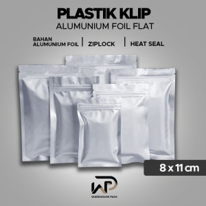 ( 50 Pcs ) Plastik Klip Alumunium Foil Flat 8 x 11 | Alumunium Foil Ziplock | Kemasan Sachet Aksesoris | Plastik Klip Ziplock