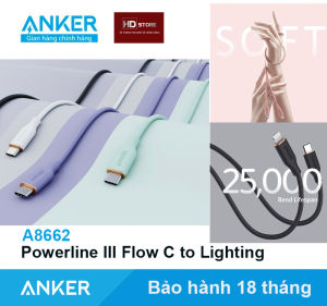 Cáp sạc Anker Powerline II Flow Type C To Lightning Iphone MFI C94 - A8662 A8663 dài 0.9 Mét 1.8 Mét HDStore