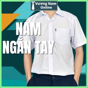 Áo học sinh nam trắng tay ngắn và dài cấp 2 và 3 vải kate vạc ngang hàng tiêu chuẩn VNO95