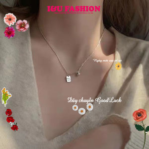 Vòng Cổ Dây Chuyền Nữ Good Luck Chúc May Mắn Gắn Charm Bi Hợp Kim 2 Kiểu Dây Độc Đáo Thời Trang Màu Bạc Sang Chảnh Cá Tính VC-130