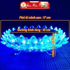 Đài Sen Pha Lê Vuông Để Tượng Phật Có Đèn LED Kèm Điều Khiển Đế Sen Trang Trí Tượng Nhiều Kích Thước