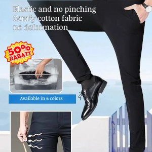 Adult Mens Business Trousers Spring and Autumn Office Pants Wide & Straight Summer Ice Silk Casual Pants