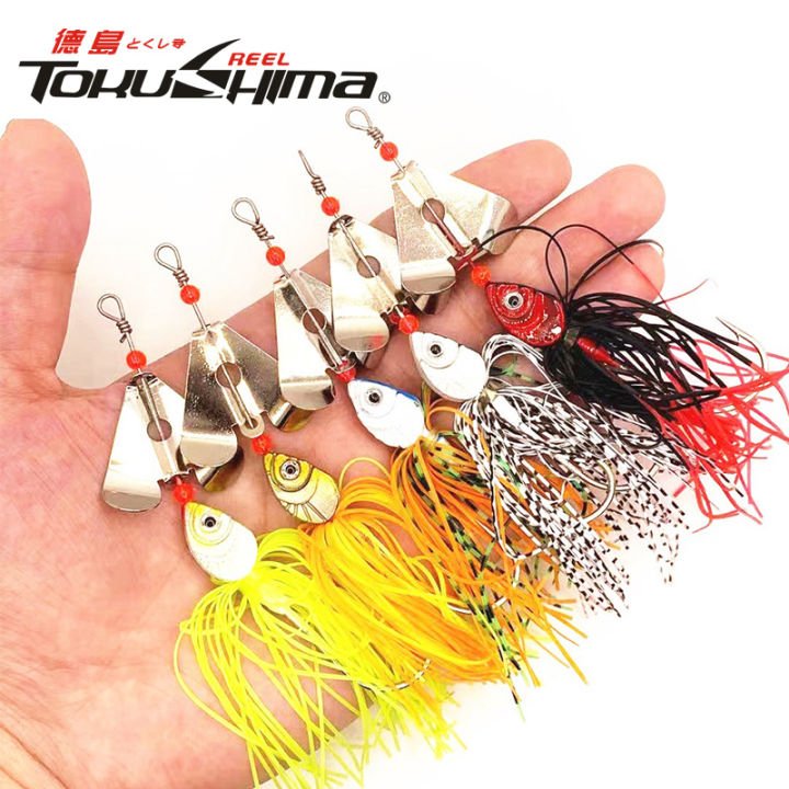 13g/14cm Spinner Bait Jig Head Fishing Lures 3D Eyes Rubber Skirt Bass ...