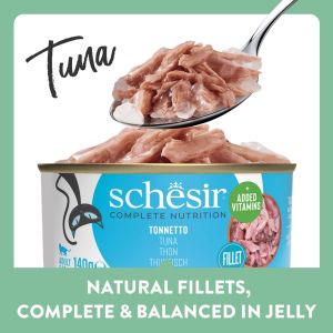 Schesir Cat Canned Wet Food in Natural Juicy Soft Jelly 85g | Highly Palatable (10 Tuna Recipes!)