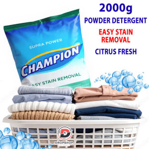 Supra Power Champion Easy Stain Removal Laundry Powder Detergent 2000g(2kg) - Citrus Fresh Scent Hypoallergenic Easy Stain Removal - dropshop.ph