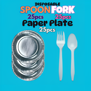 Moolah 25pcs FORK / 25pcs SPOON / 25pcs PLATE DISPOSABLE SET party celebration