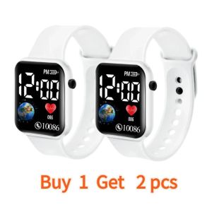 WNQNW Buy 1 Take 1 Pair Couple Watches Electronic 50M Waterproof LED Digital Smart Sport Watch Luminous Square Dial Kids Wristwatch for Children Birthday Gift Students Fashion Creative Watch