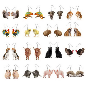 Acrylic Hen Chicken Earring Unique Animal Duck Mouse Drop Dangle Earrings Cute Farm for Girl Women Lady Gift