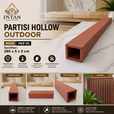 Partisi Hollow Outdoor Intan Home Dekor PKF 01 290x5x5cm Coklat Kayu Anti Rayap Kuat Stabil